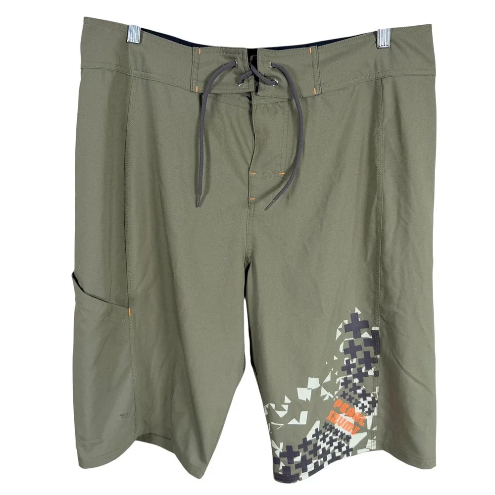 Pearl Izumi Mountain Bike‎ Shorts Mens L Olive Green Geometric Graphic MTB read